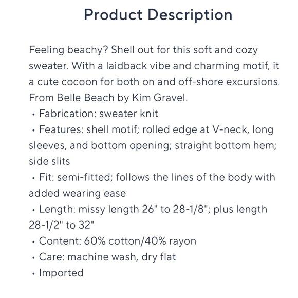 Belle Beach Kim Gravel Size 3X Navy Shell Sweater A683751 NWOT - Picture 8 of 9